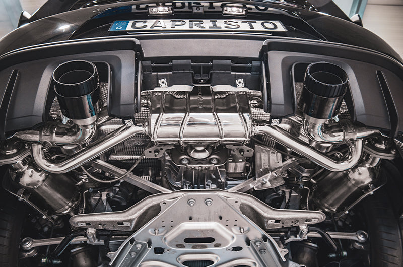 Porsche 718 GT4RS - SET: Valved Muffler, 100 Cell OPF Replacement, Performance Headers (Wicrom Tips) image 12