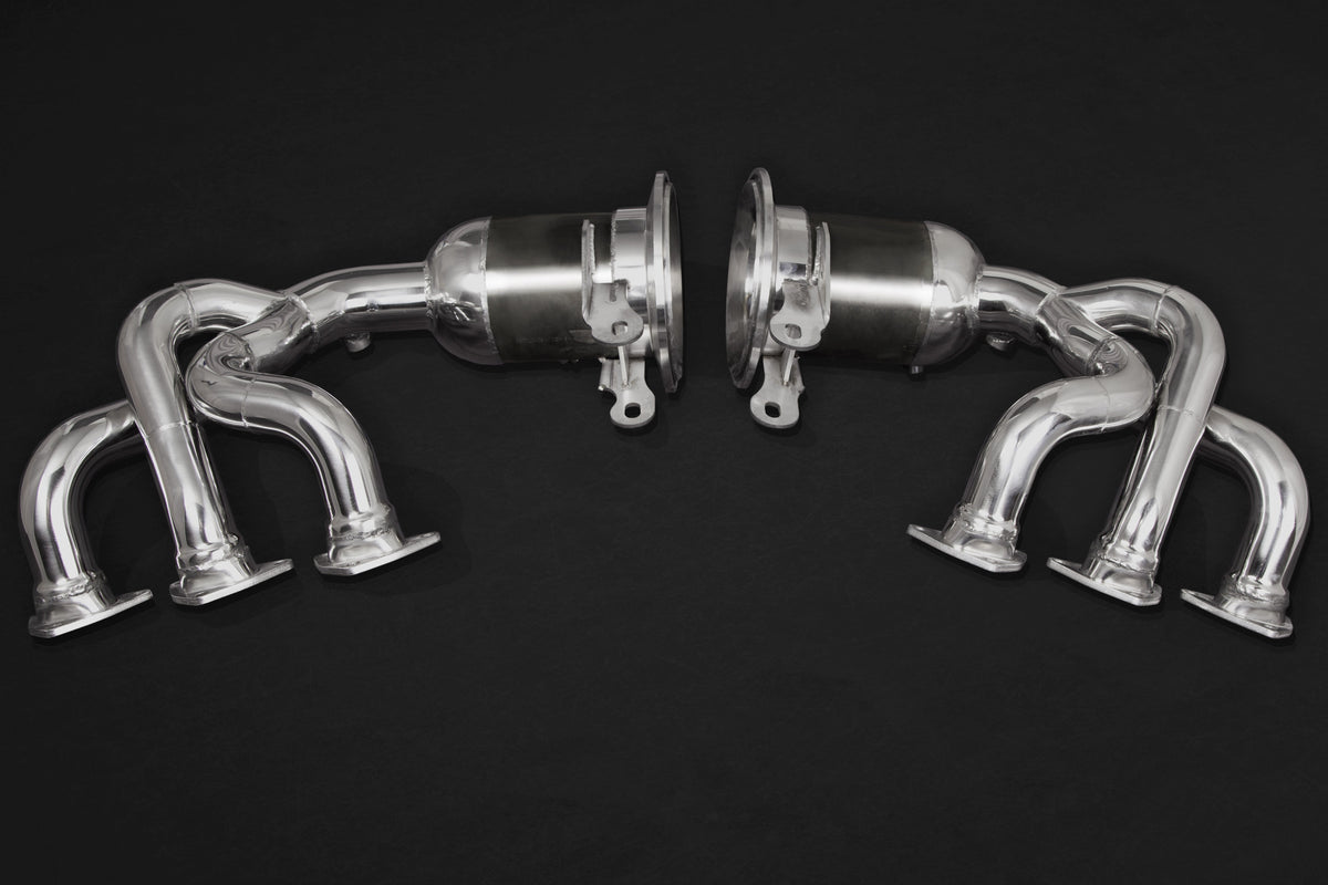 Porsche 992 GT3/RS - SET: 250 Cell Sport Cat Headers + Valved Exhaust, Carbon Tips (OE Actuators)