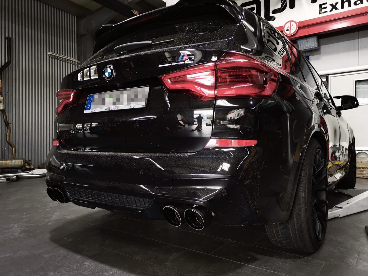BMW X3M Competition (G01/F97) - Exhaust System, 200 Cell Midpipe + Carbon Tips (OE Acutators)