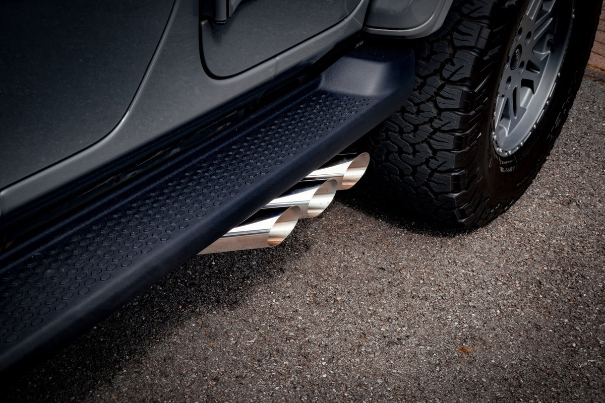 Jeep Wrangler 4xe - Triple Tip Valved Exhaust, 250 Cell Sport Cat Downpipes