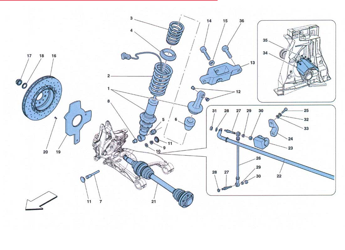 458 Challenge - 034 - Rear Suspension - Shock Absorber and Brake Disc