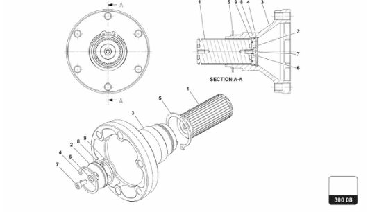Super Trofeo EVO1 - 300.08 - LH OUTPUT FLANGE ASSEMBLY