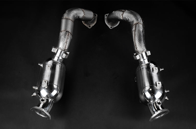 Porsche 718 GT4RS - SET: Valved Muffler, 100 Cell OPF Replacement, Performance Headers (Wicrom Tips) image 5