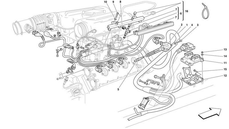 1 - 2 3 4 5 6 7 8 9 10 11 12 13 14 15 16 1 R.H. SIDE Ferrari, F360 Challenge, Engine INJECTION CAB