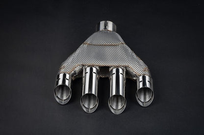 KTM X-Box GT-XR: Valved Exhaust w/ Heat Shield + Carbon/Stainless Exhaust Finisher