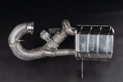 KTM X-Box GT-XR: Valved Exhaust w/ Heat Shield + Carbon/Stainless Exhaust Finisher