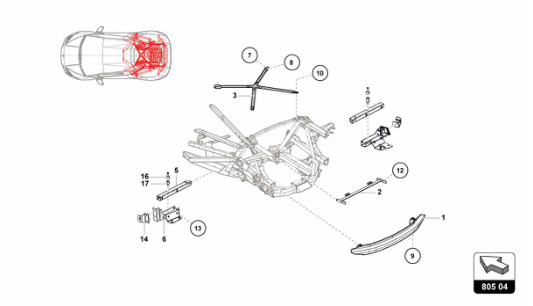 1 - Rear Bumper Frame 2 1 Engine Cover Support St Evo (See Tab 827.02)